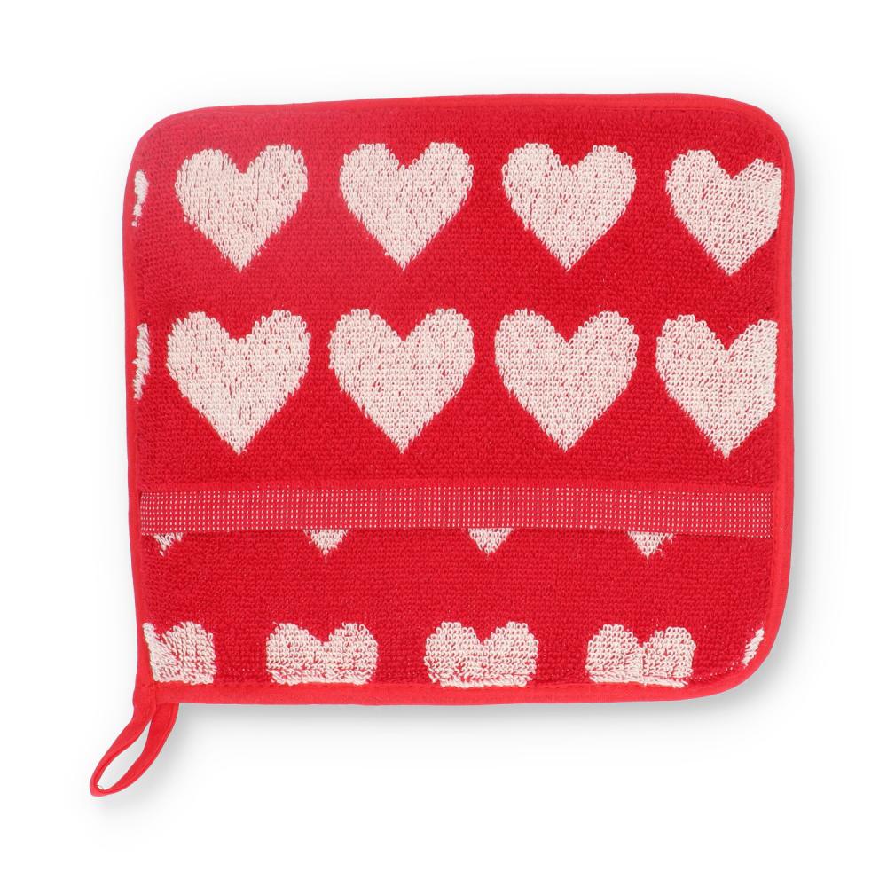 Potholder bunzlau hearts 23x20cm red