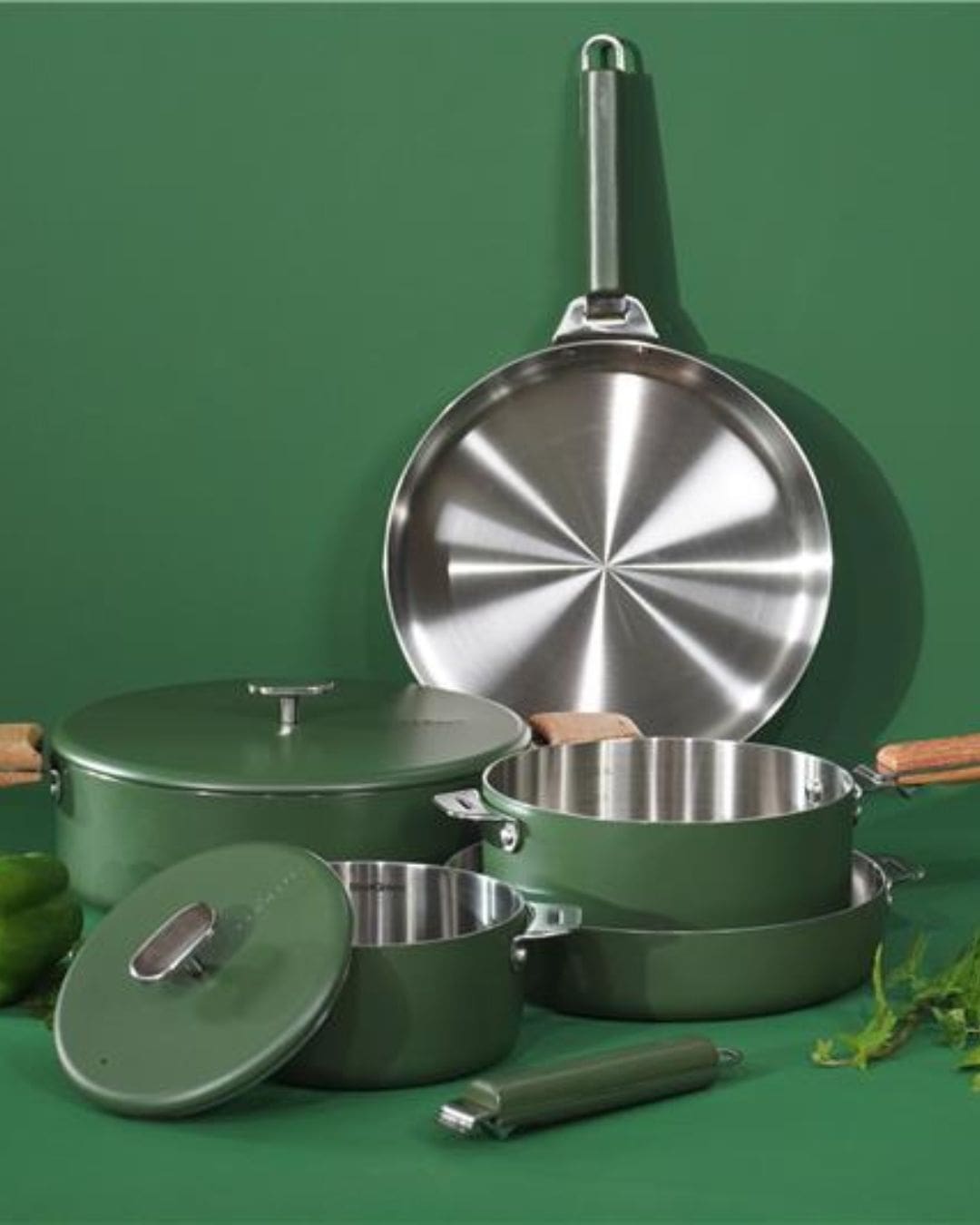Merveilleuse sauteuse inox 28 groen-fougere