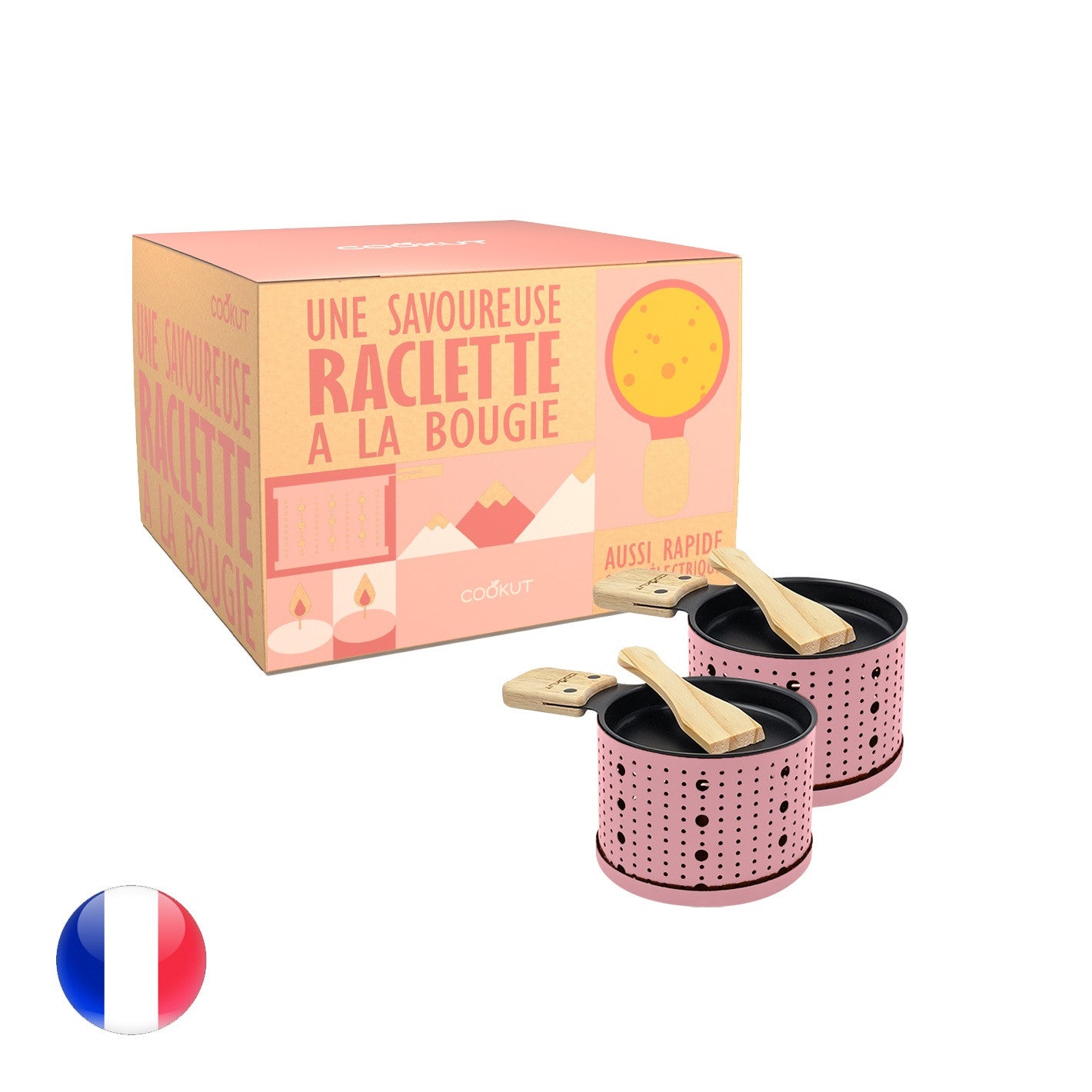 Kaars raclette voor 2 personen - roze