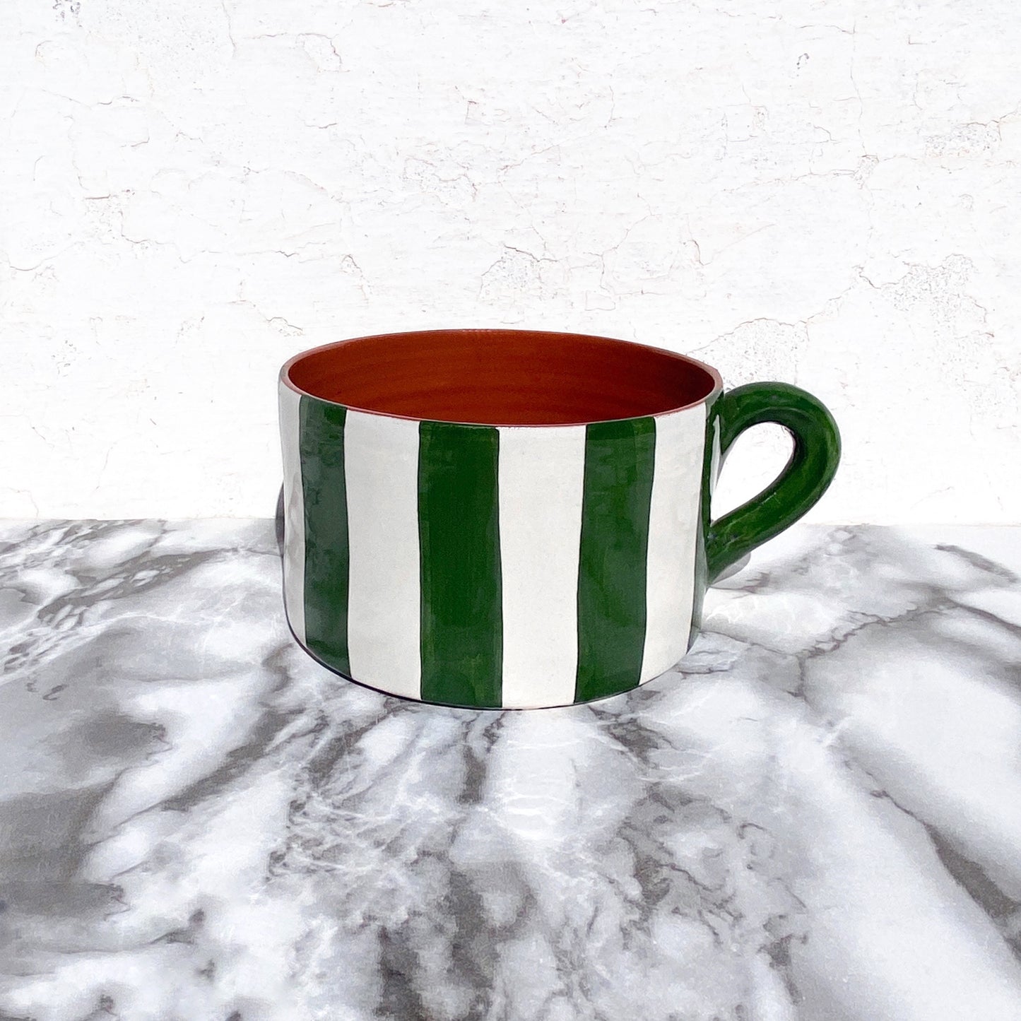 Flat mug vertical stripe dark green/donkergroen