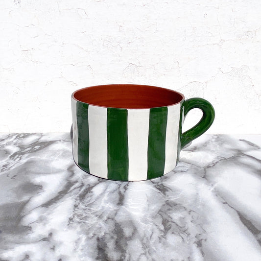 Flat mug vertical stripe dark green/donkergroen