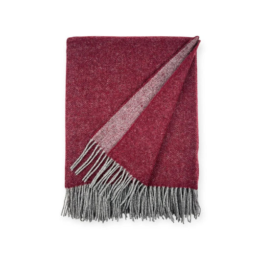 2-Sided Plaid BURGUNDY RED 140*200  80% Merino Wool, 20% Nylon