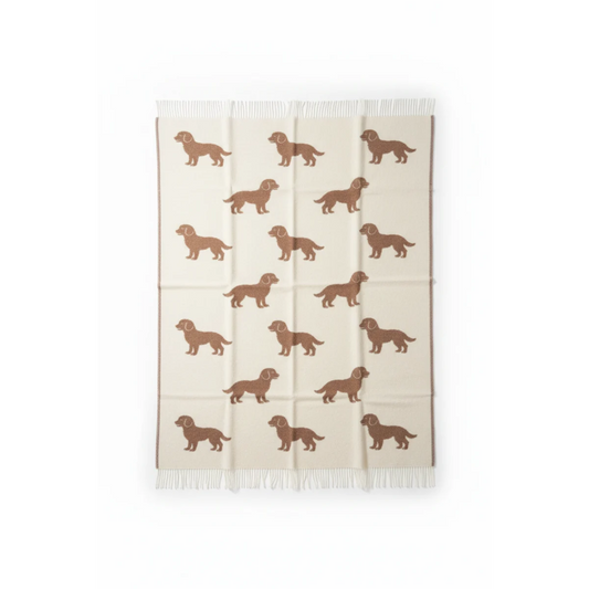 Puppy plaid 100% Virgin NZ Wool Choco/cream 130*180