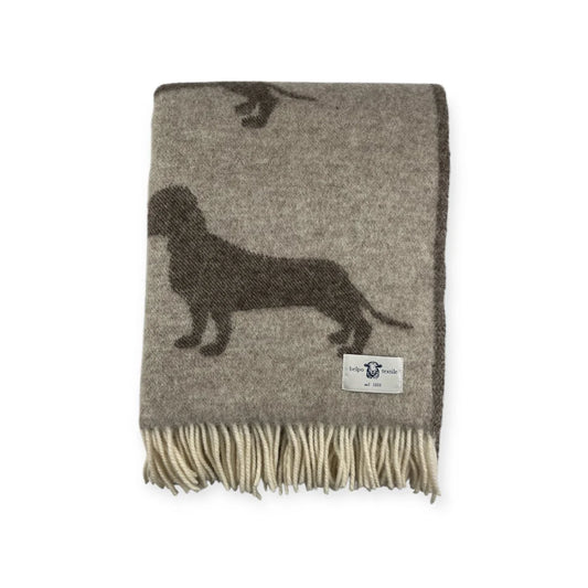 Teckel plaid 100%new wool brown/beige 130x170