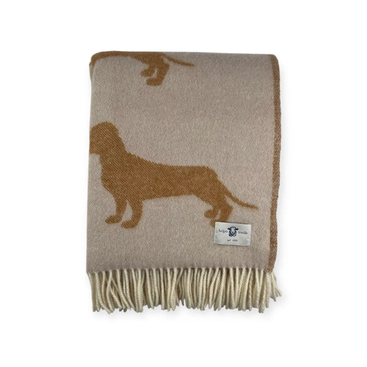 Teckel plaid 100%new wool sand/terracotta 130x170
