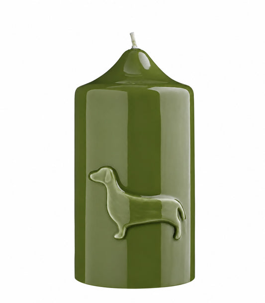 Kaars teckel D 8 H 15 OLIVE gelakt