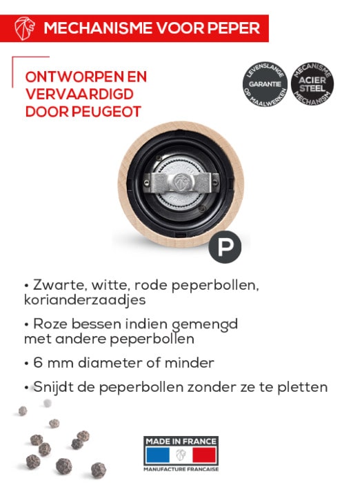Paris manuele pepermolen - u-select - 18cm - wit gelakt