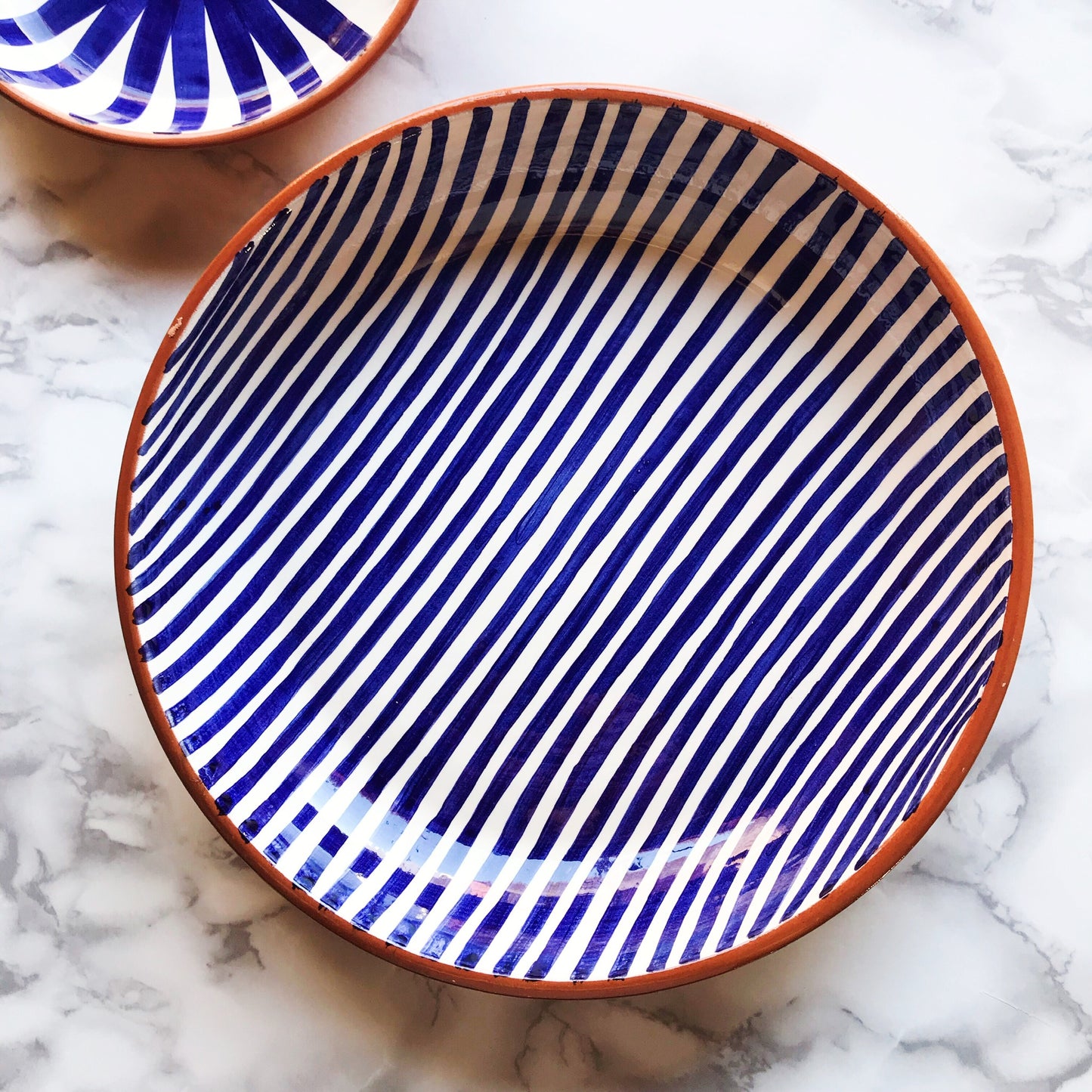 Stripe large bowl blue