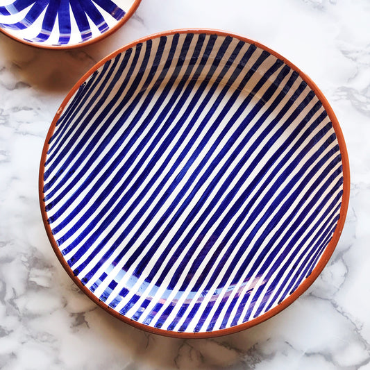 Stripe large bowl blue