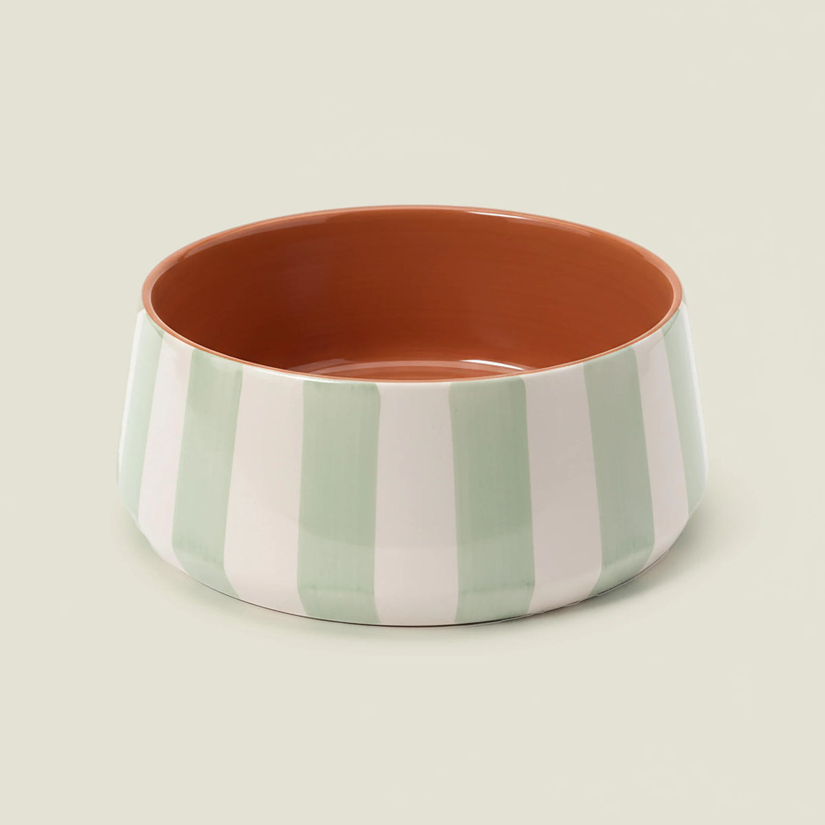 Bold stripe - large tapered bowl - sage