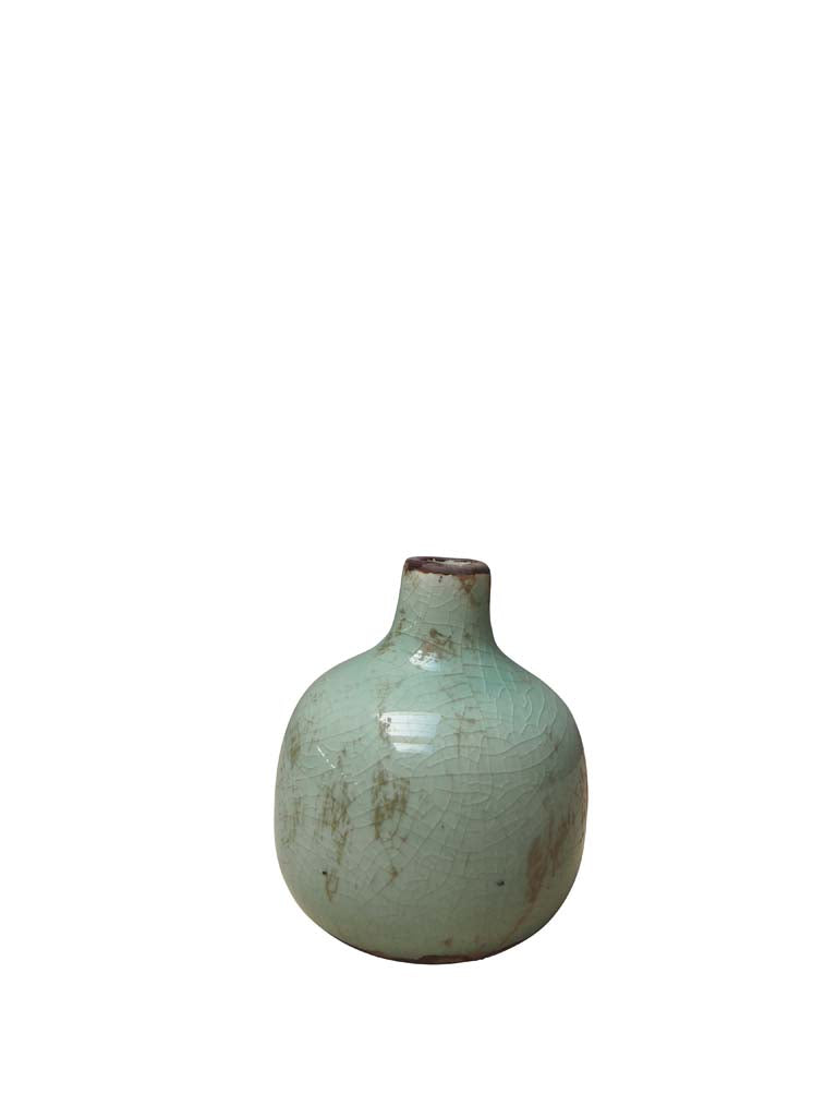 Verdigris small ceramic vase