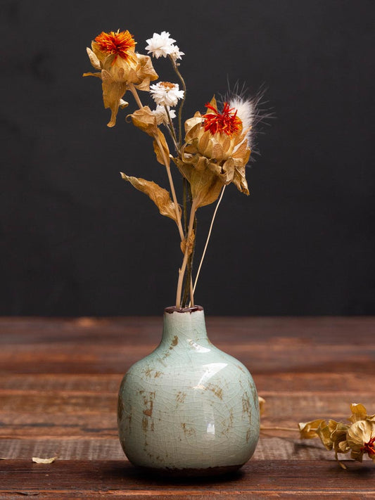 Verdigris small ceramic vase